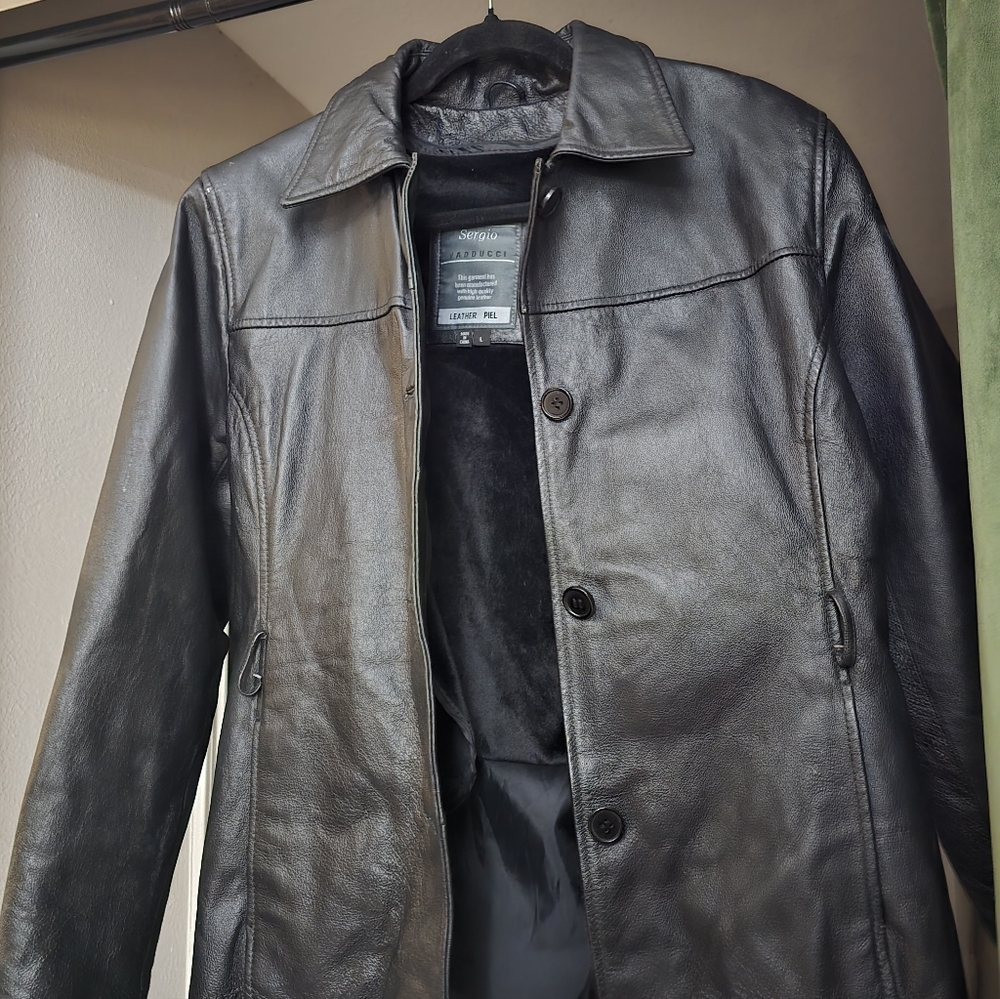 Black Leather Jacket Sergio Vadducci